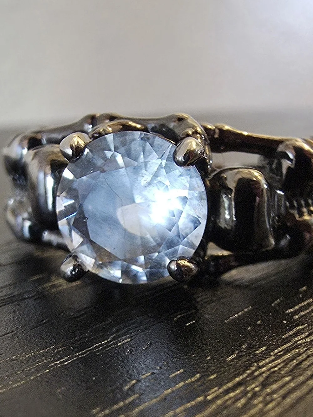925 Silver Skull Ring with Cubic Zirconia